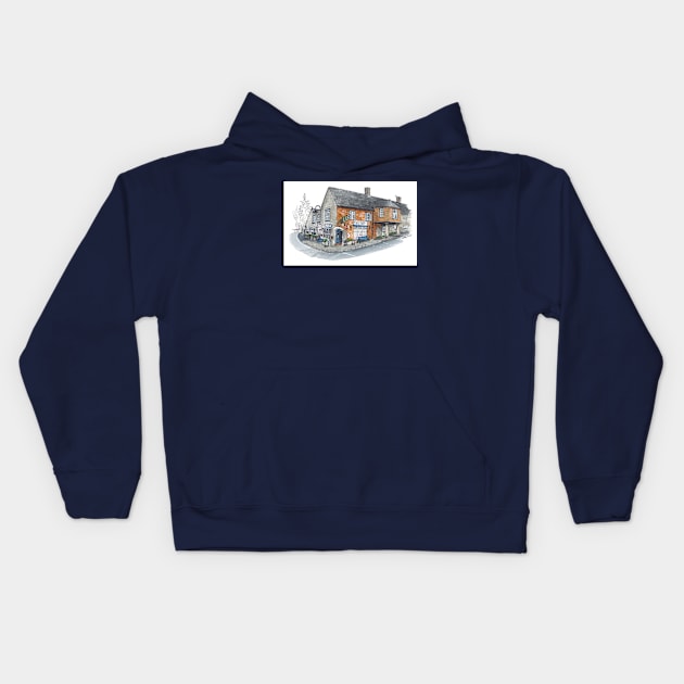 Corfe Castle Village Shop Kids Hoodie by tomnapper